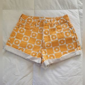 PacSun Young ladies Summer Shorts orange w/flowers Y2K style size 24